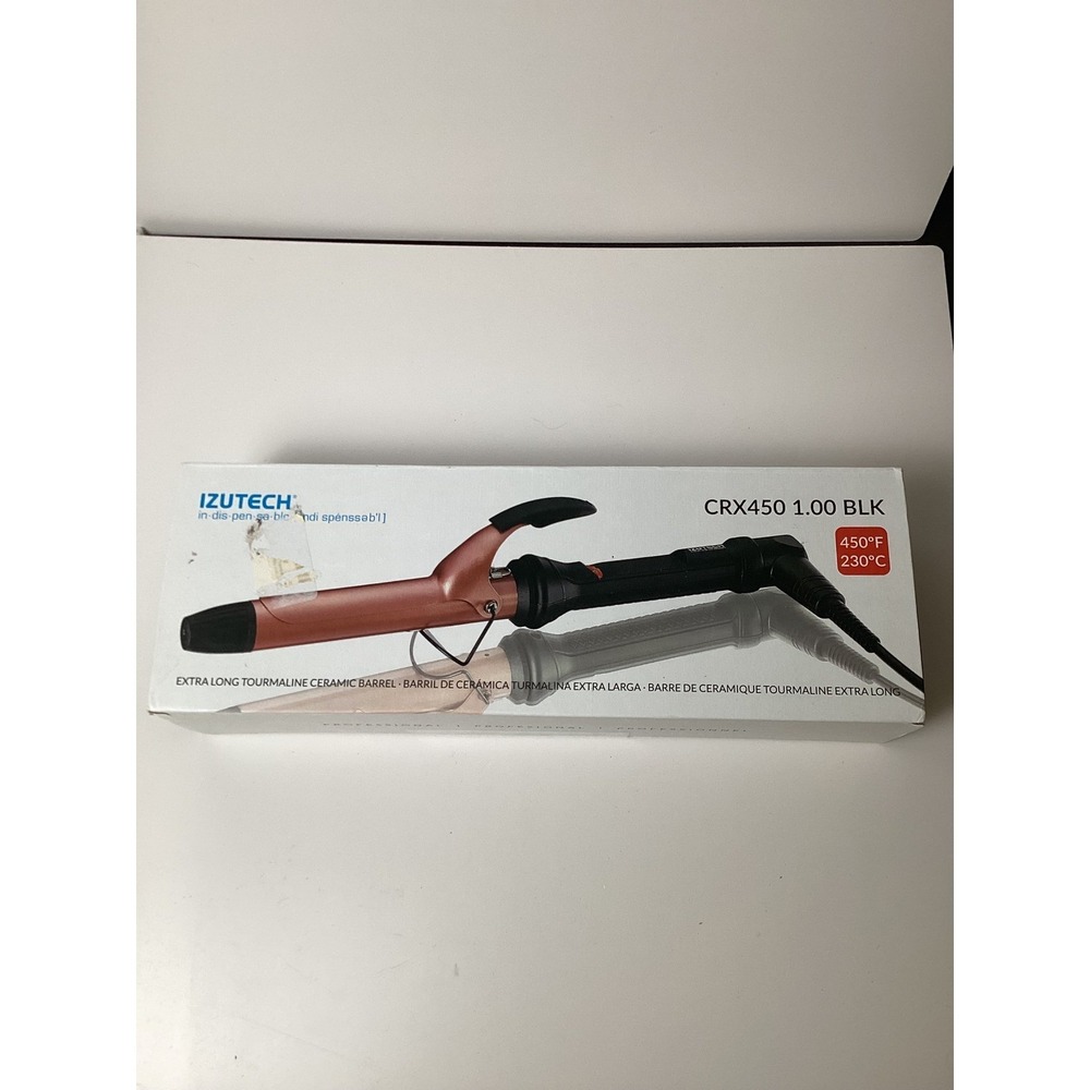 IZUTECH CRX450 1.00 BLK Professional Curling Iron Wand Tourmaline Ceramic 450F